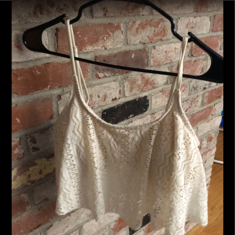 White Lace Long Bikini Top